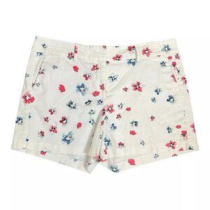 Ann Taylor Shorts Women 12 Stretch Floral Pink Blue White Black Pockets